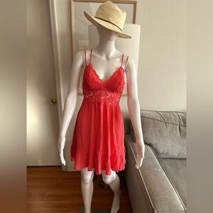 Victoria’s Secret Babydoll  Boho  Lace Crochet  Pink Mini Dress  S